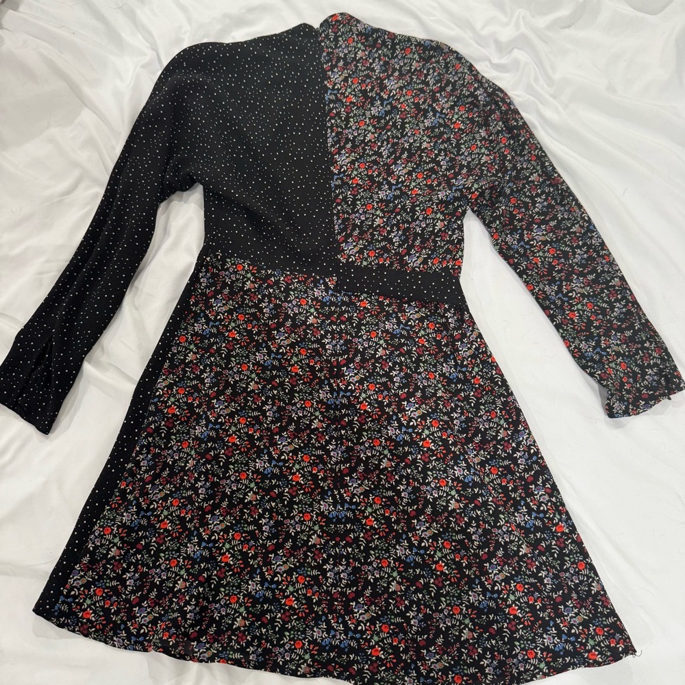 TOPSHOP Mix & Match Floral Spot Wrap Dress | Size 0 - Picture 6 of 9